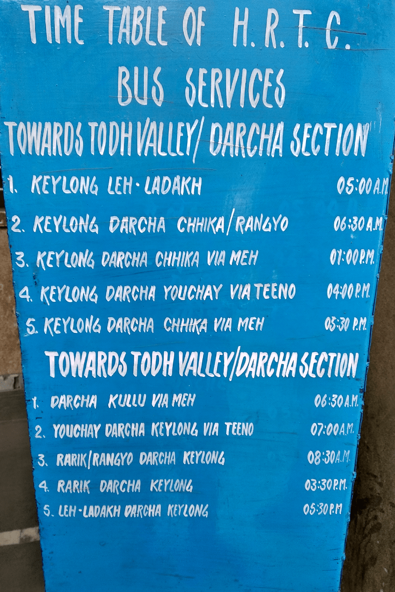 Lahaul valley Bus Timings