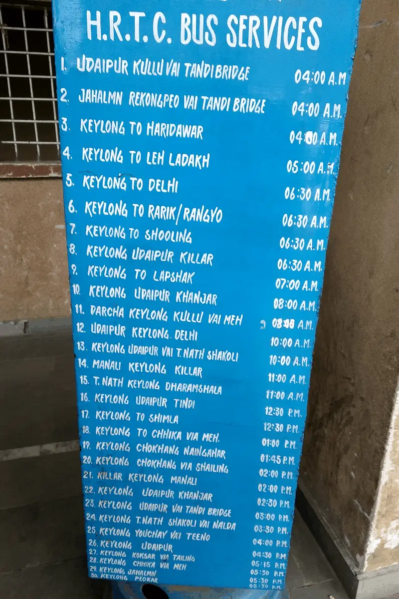 Lahaul Valley Bus Stand Timings